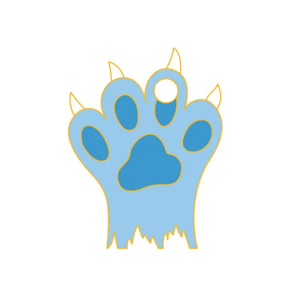 BROOCH - Medalha para cão DOG SPIRIT personalizada em forma de pata azul com recorte para gravar o nome e o número de telefone do cão.