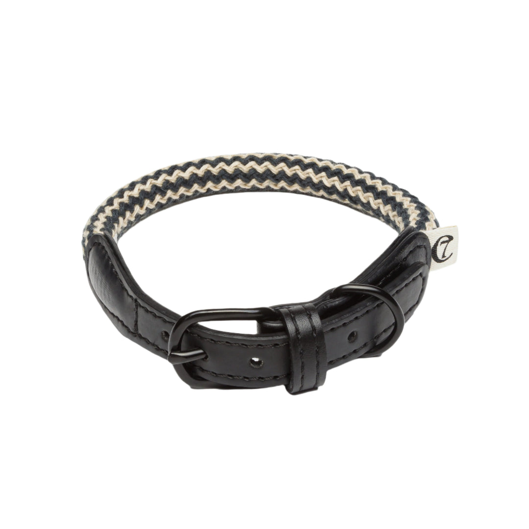 Cloud7 - MAUERPARK Vegan Collar made from eco-friendly vegan rope with black leather accents and metal buckle closure.