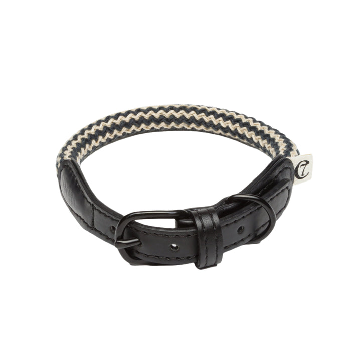 Cloud7 - MAUERPARK Vegan Collar made from eco-friendly vegan rope with black leather accents and metal buckle closure.