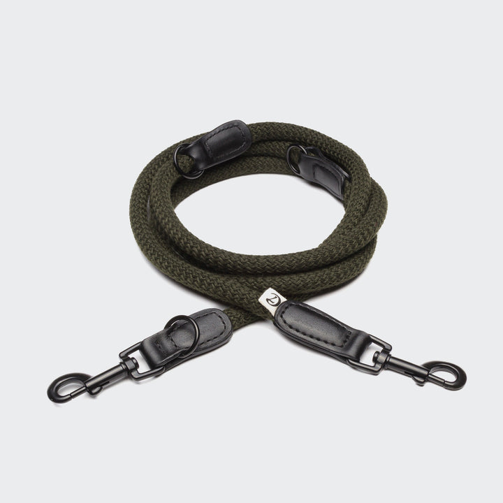 Cloud7 - MAUERPARK Vegan Leash in olive green, adjustable and durable vegan rope leash for dogs.