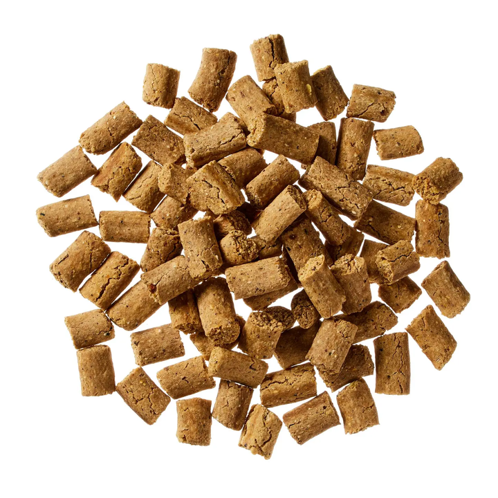 Firm textured veggie dog snacks in natural brown color for digestion and immune support Globe Buddy - VEGGIE CRUNCH Dog Snacks