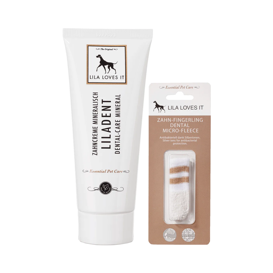 LILADENT mineral dog toothpaste and antibacterial dental micro-fleece for oral care by Lila Loves It - Dental Care Set