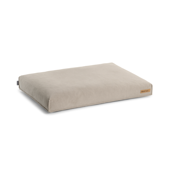 MiaCara COMODO Dog Cushion in beige microfiber offering structured comfort with supportive edges for dog wellbeing and style