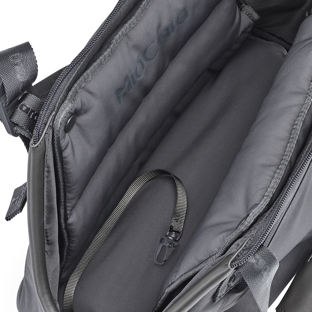 Softly padded black dog carrier bag with securing inner belt for safe travel and comfort, Miacara SPORTA Dog Carrier Bag