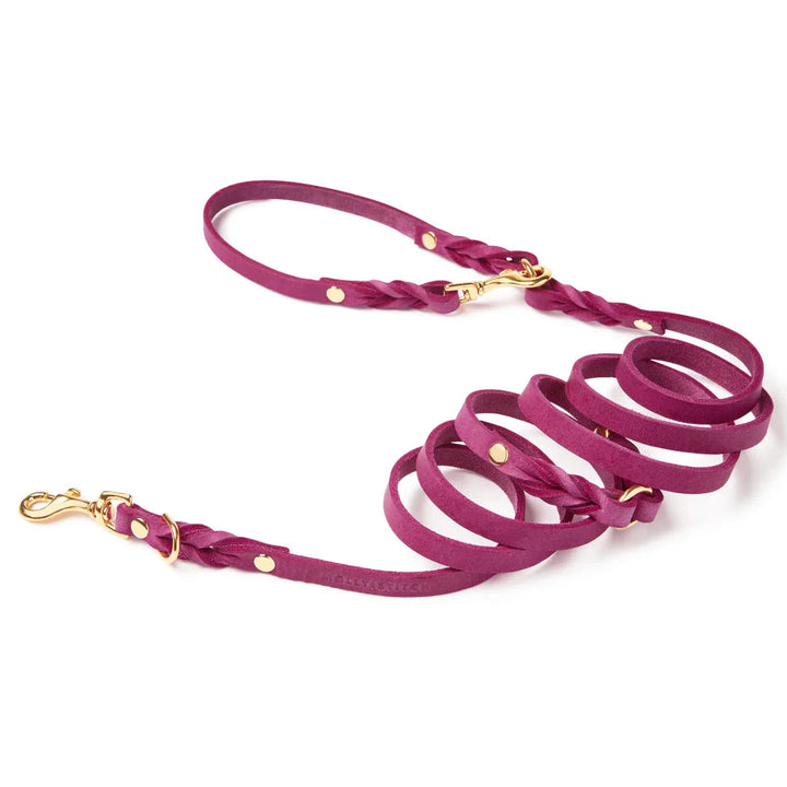 Trela para cães em pele de manteiga roxa, ajustável em 3x, para passeios na cidade e conforto, da Molly&Stitch CITY Leash