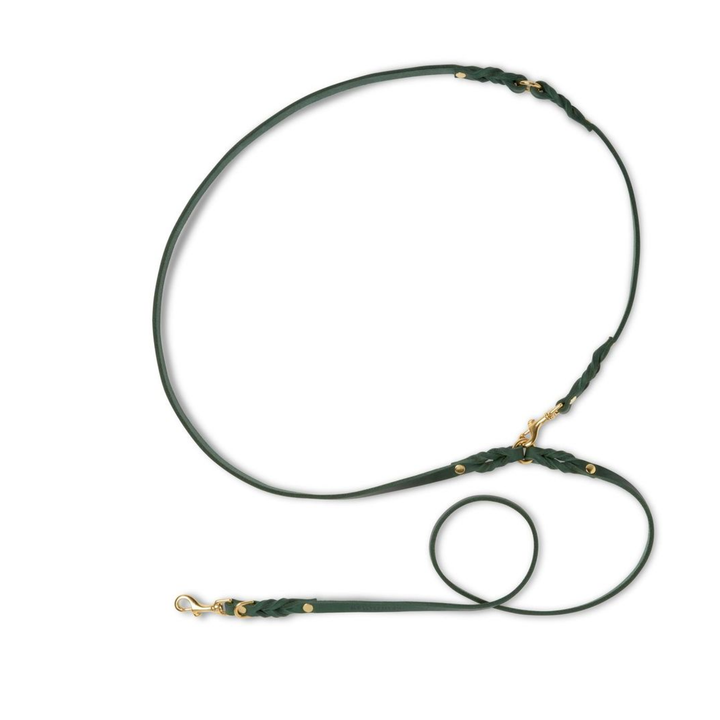 Trela de cidade em pele verde manteiga ajustável 3x para conforto e controlo durante os passeios por Molly&Stitch - CITY Leash