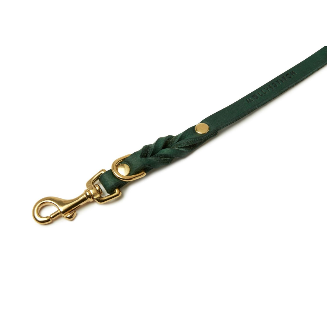 Trela CITY em pele verde manteiga ajustável 3x com clipe de latão para passeios confortáveis do cão por Molly & Stitch