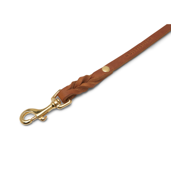 3xTrela CITY ajustável com pele genuína entrançada e presilha dourada para passeios seguros da Molly&Stitch