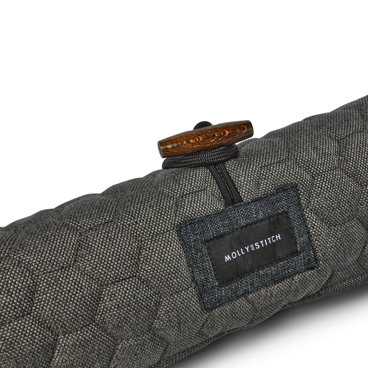 Honeycomb padded travel dog mat in dark gray, water-repellent and durable for comfort on-the-go, Molly & Stitch TRAVEL DOG MAT