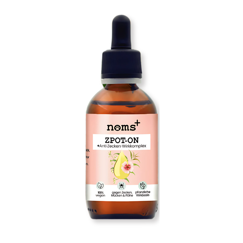 Frasco conta-gotas castanho à base de óleo natural repelente de carraças e pulgas para cães de uso mensal da Noms+ Zpot-on