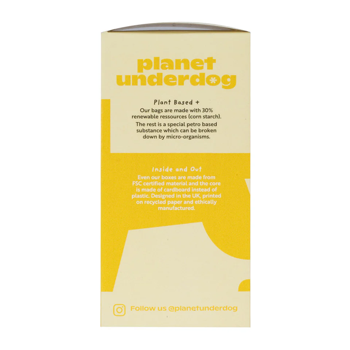 Planet Underdog compostable dog poop bags made from plant-based materials for eco-friendly pet waste disposal