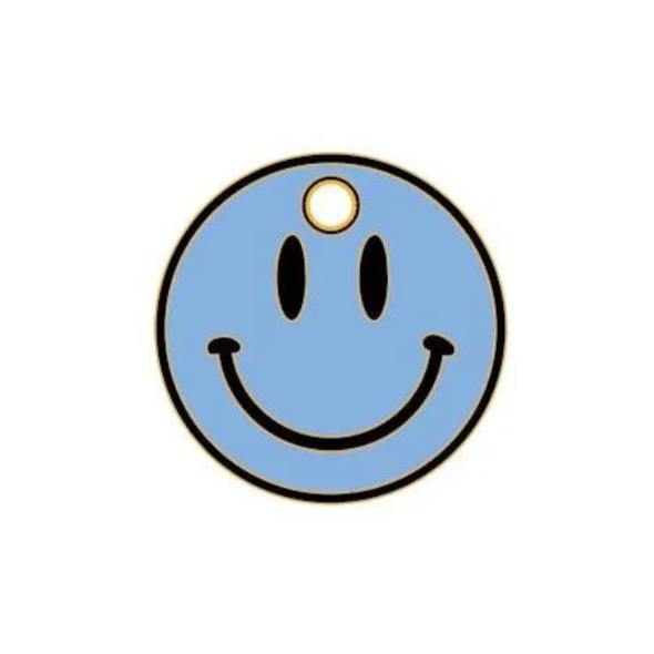 Brooch - Personalised BLUE SMILEY Dog Tag