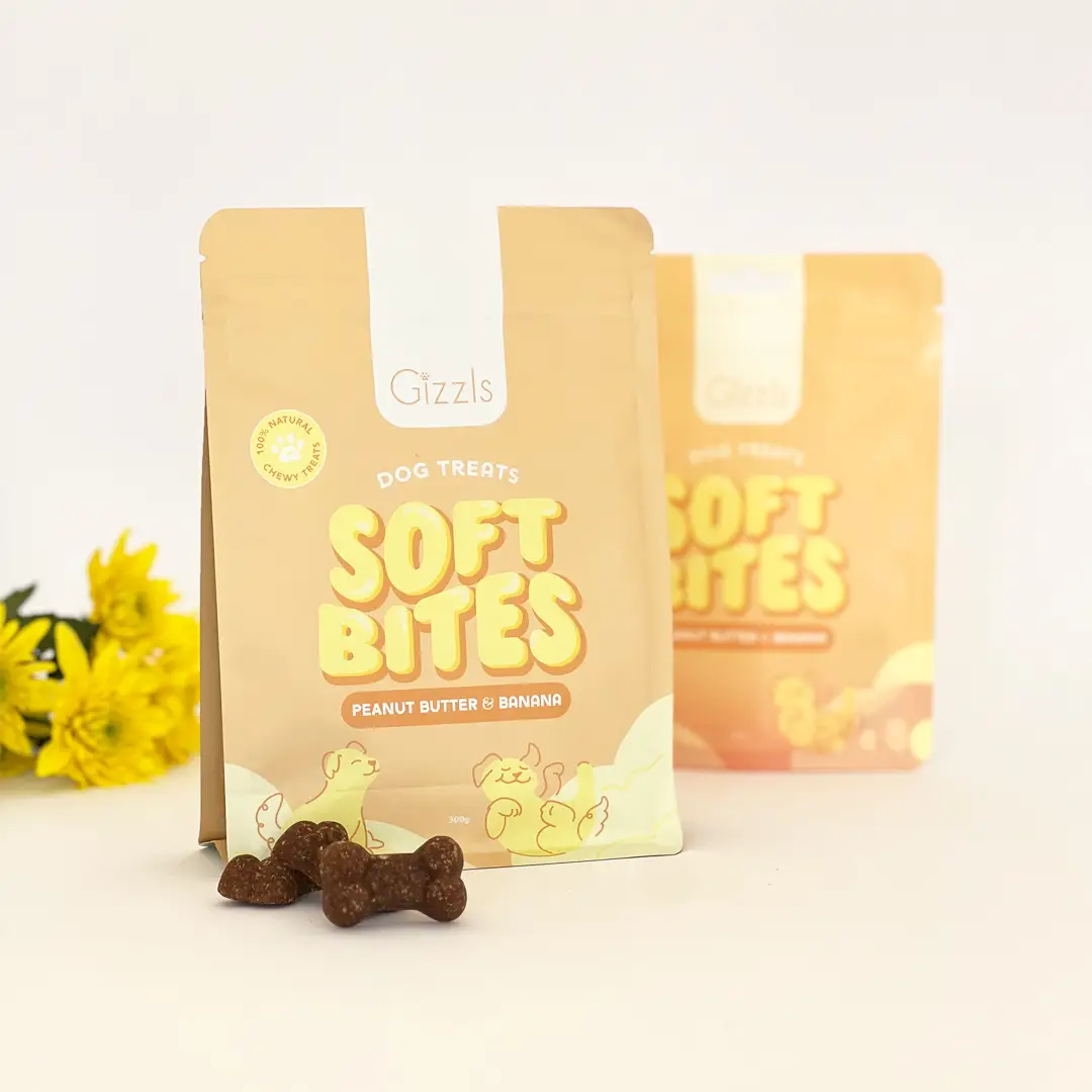 Gizzls - SOFT BITES Biscoitos de manteiga de amendoim e banana para cães