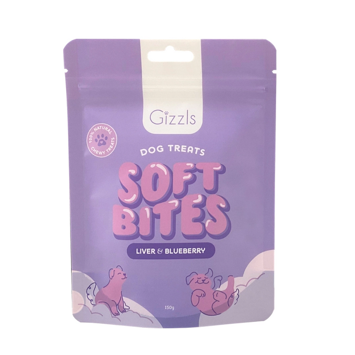 Gizzls - SOFT BITES Biscoitos de fígado e mirtilo para cães