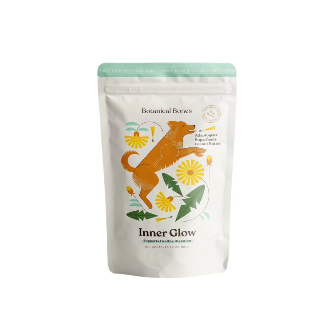 Botanical Bones - INNER GLOW Treats peanut butter dog treats for digestion with pumpkin, ginger, and dandelion root.