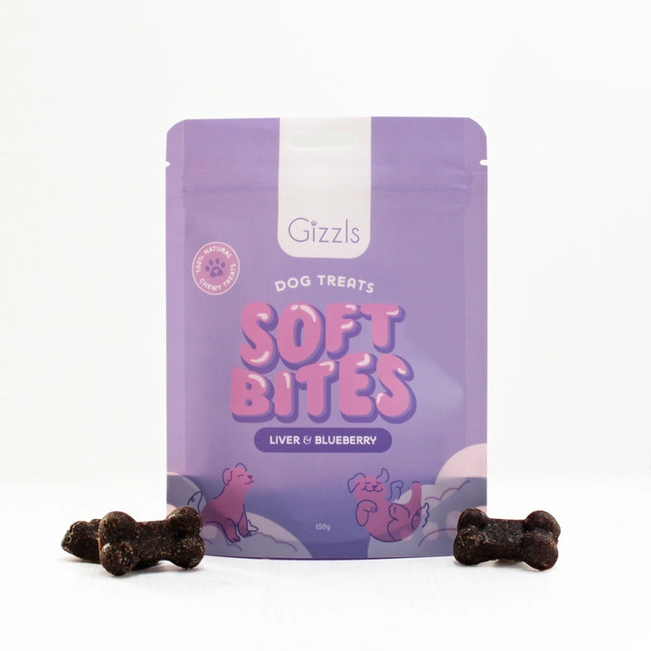 Gizzls - SOFT BITES Biscoitos de fígado e mirtilo para cães