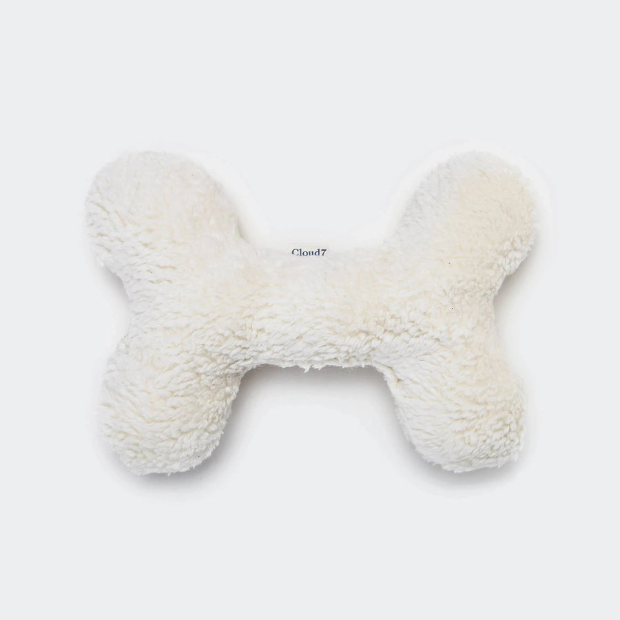 Cloud7 - BONE Nature White Plush dog toy made from recycled wool and polyester, eco-friendly and minimalist design.