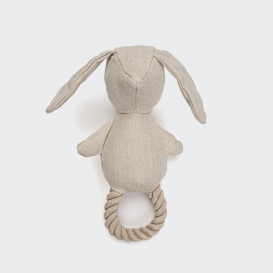 Cloud7 - MOLLY RABBIT Dog Toy beige sustainable rabbit-shaped stuffed toy with squeaker and rope chew ring