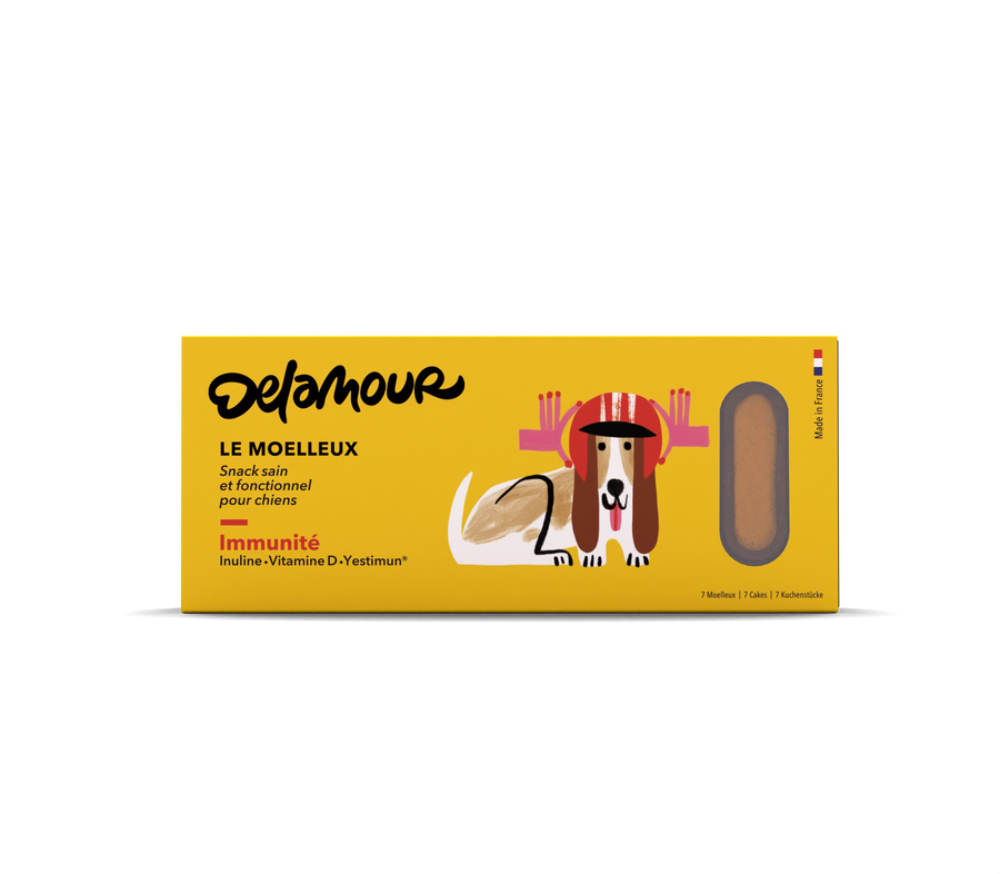 DeLamour - Le Moelleux Immunity Vegan Dog Treats with shiitake, echinacea, acerola for immune support, made in France.