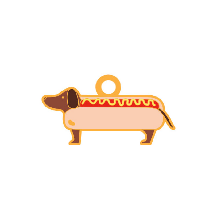 Brooch - Personalised HOT DOG Dog Tag